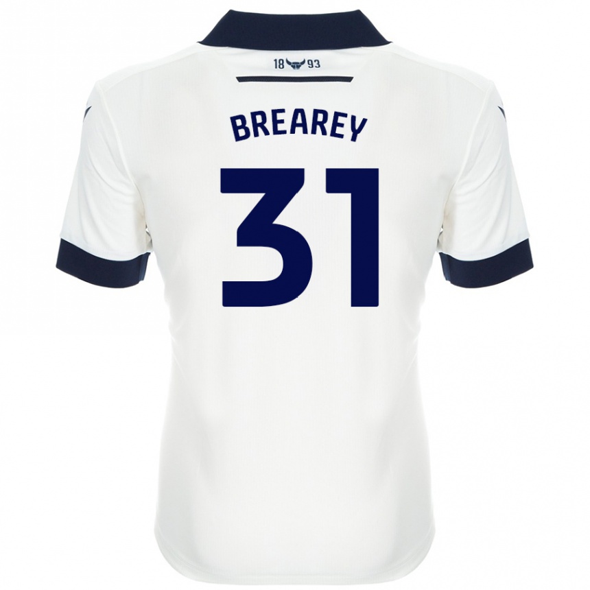 Kids Football Eddie Brearey #31 White Navy Blue Away Jersey 2024/25 T-Shirt