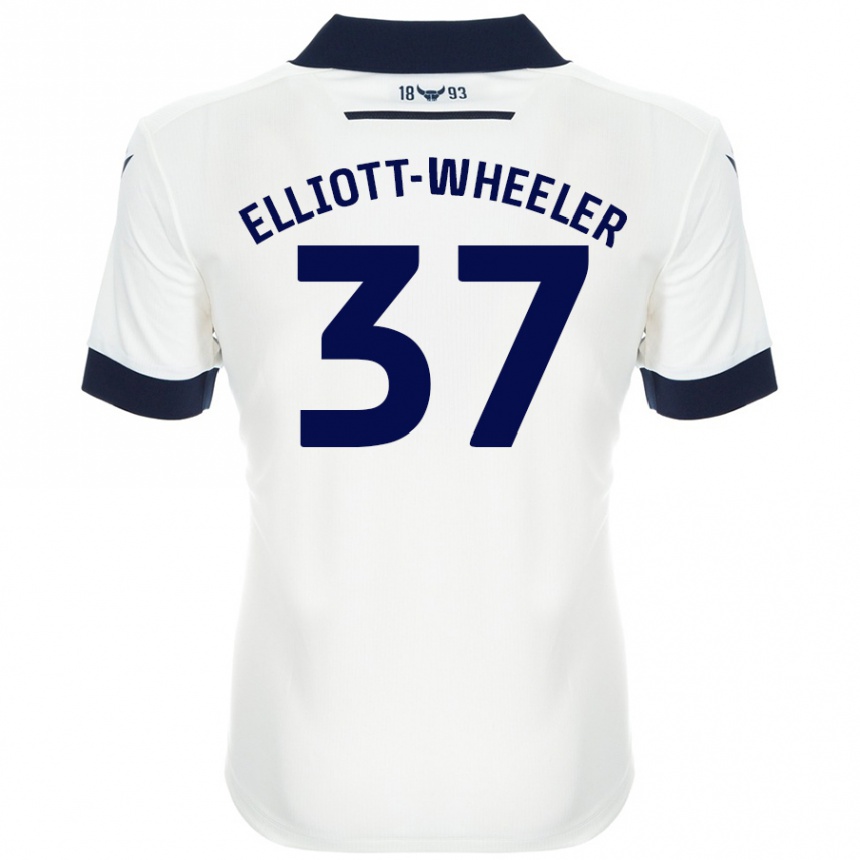 Kids Football Aidan Elliott-Wheeler #37 White Navy Blue Away Jersey 2024/25 T-Shirt