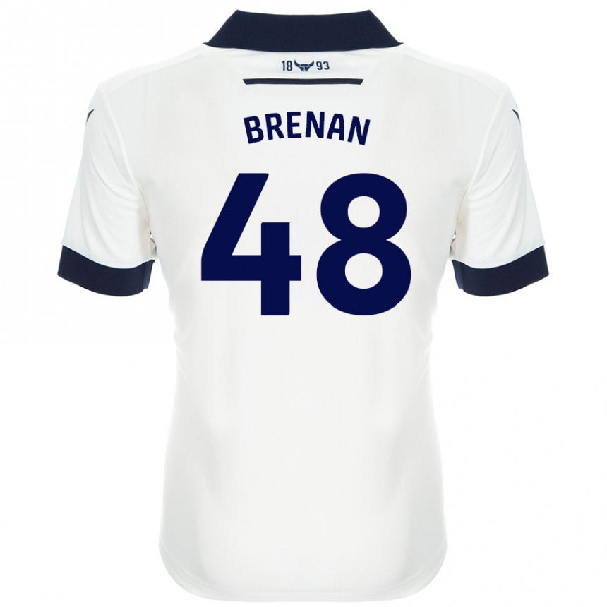 Kids Football Tobias Brenan #48 White Navy Blue Away Jersey 2024/25 T-Shirt