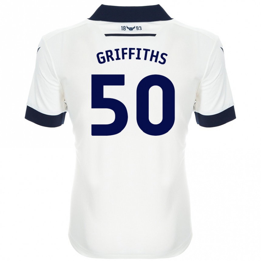 Kids Football Louis Griffiths #50 White Navy Blue Away Jersey 2024/25 T-Shirt