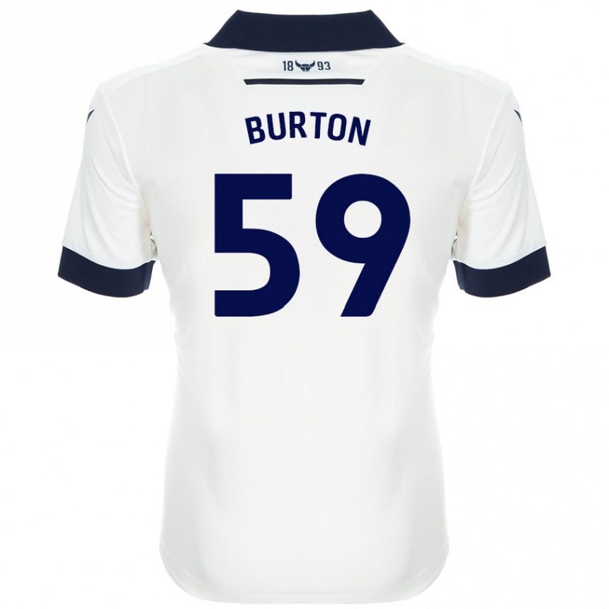 Kids Football Kasway Burton #59 White Navy Blue Away Jersey 2024/25 T-Shirt