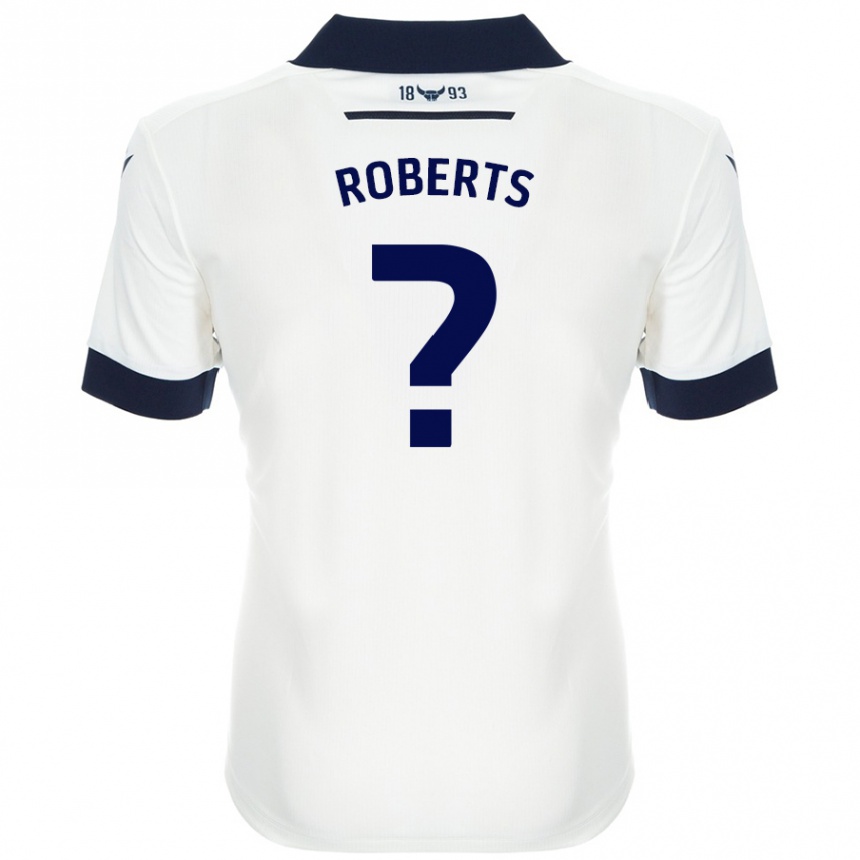 Kids Football Amber Roberts #0 White Navy Blue Away Jersey 2024/25 T-Shirt