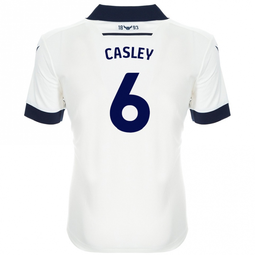 Kids Football Riva Casley #6 White Navy Blue Away Jersey 2024/25 T-Shirt