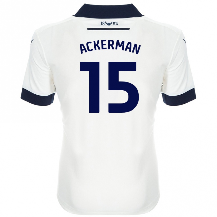 Kids Football Daisy Ackerman #15 White Navy Blue Away Jersey 2024/25 T-Shirt