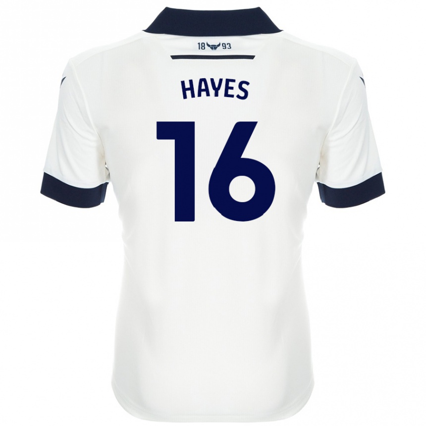 Kids Football Georgia Hayes #16 White Navy Blue Away Jersey 2024/25 T-Shirt