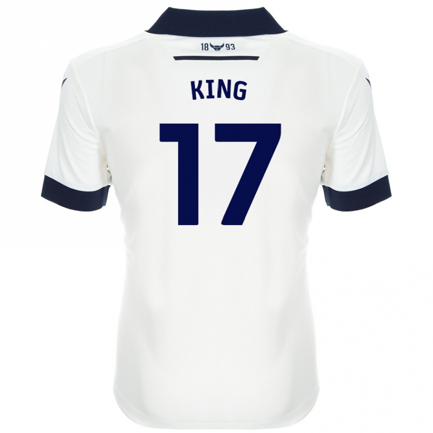 Kids Football Sarah King #17 White Navy Blue Away Jersey 2024/25 T-Shirt