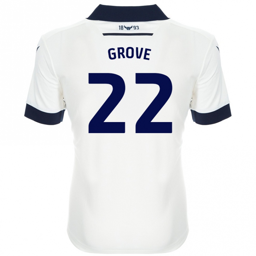 Kids Football Jade Grove #22 White Navy Blue Away Jersey 2024/25 T-Shirt