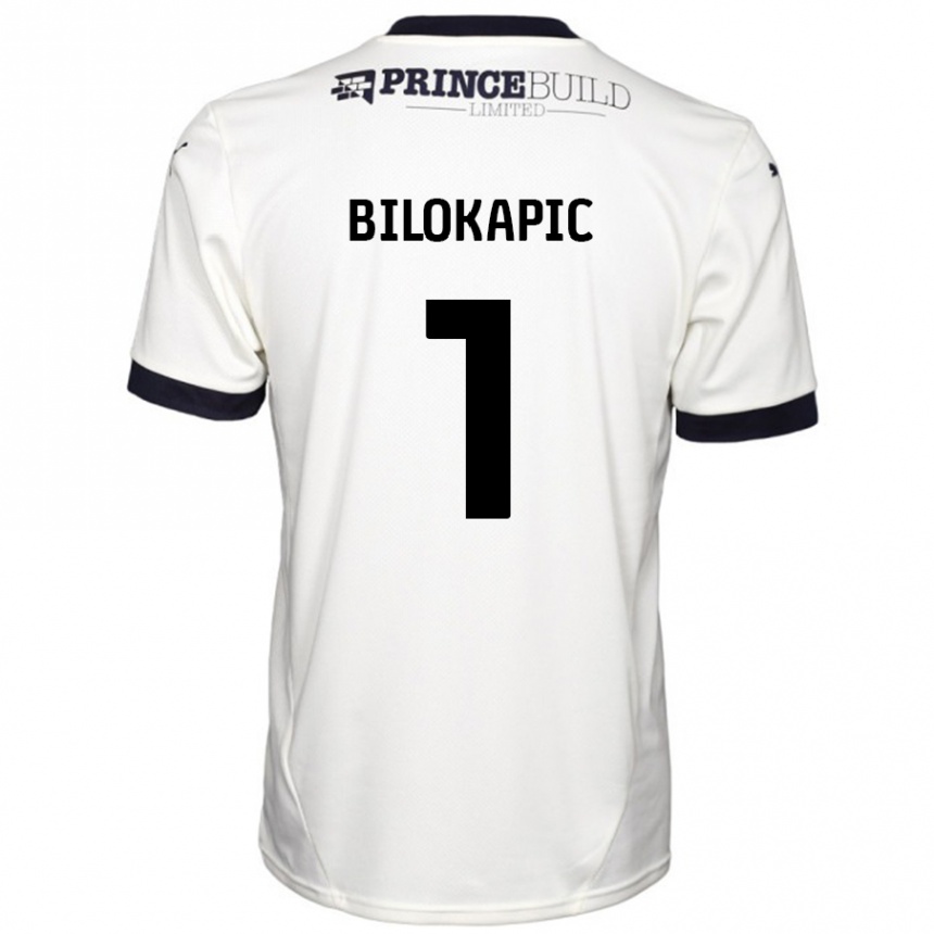 Kids Football Nicholas Bilokapic #1 Off White Black Away Jersey 2024/25 T-Shirt