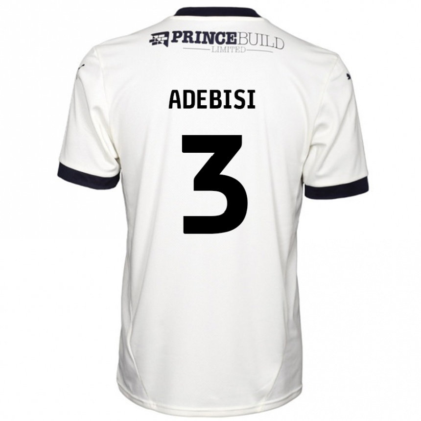 Kids Football Rio Adebisi #3 Off White Black Away Jersey 2024/25 T-Shirt