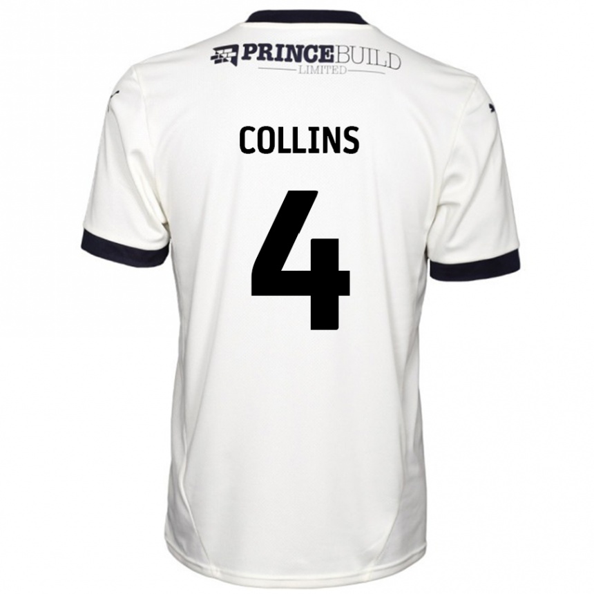 Kids Football Archie Collins #4 Off White Black Away Jersey 2024/25 T-Shirt