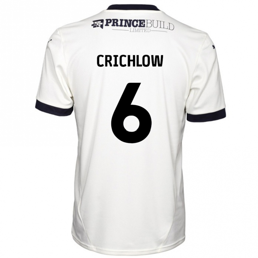 Kids Football Romoney Crichlow #6 Off White Black Away Jersey 2024/25 T-Shirt