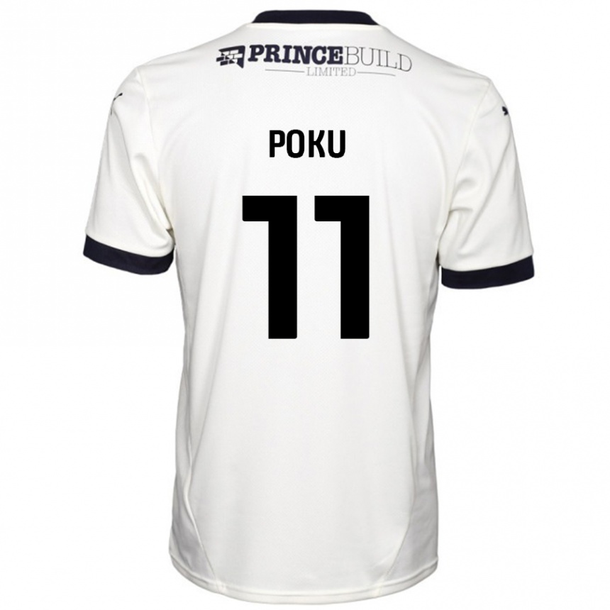 Kids Football Kwame Poku #11 Off White Black Away Jersey 2024/25 T-Shirt