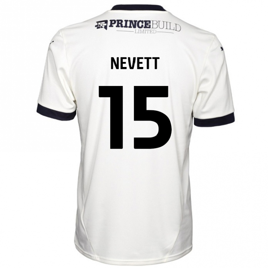 Kids Football George Nevett #15 Off White Black Away Jersey 2024/25 T-Shirt