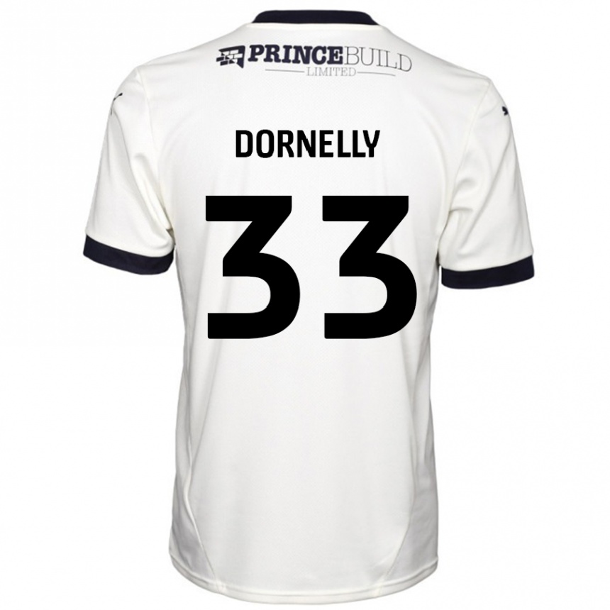 Kids Football James Dornelly #33 Off White Black Away Jersey 2024/25 T-Shirt