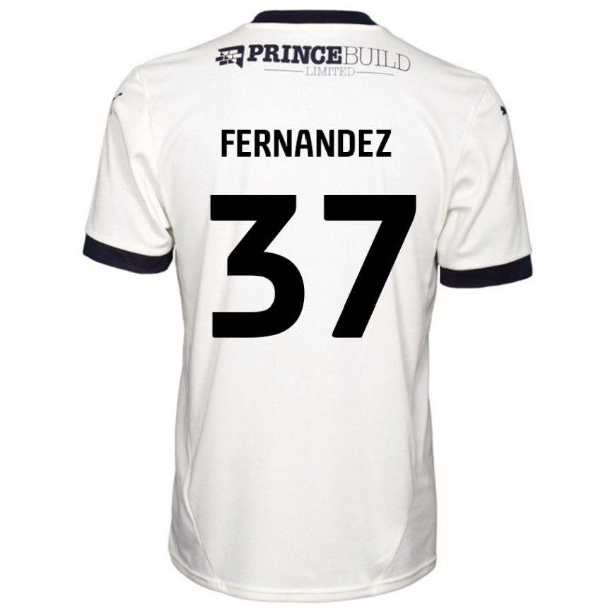 Kids Football Emmanuel Fernandez #37 Off White Black Away Jersey 2024/25 T-Shirt