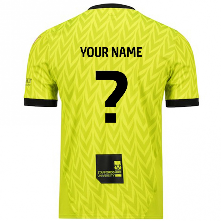 Kids Football Your Name #0 Fluorescent Green Away Jersey 2024/25 T-Shirt