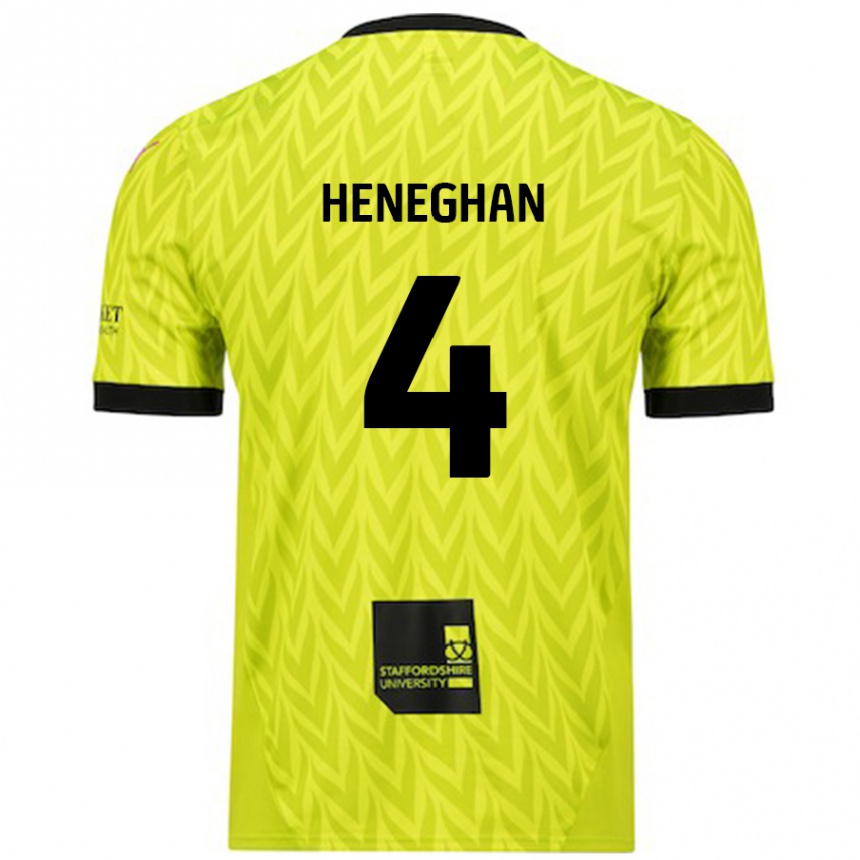 Kids Football Ben Heneghan #4 Fluorescent Green Away Jersey 2024/25 T-Shirt