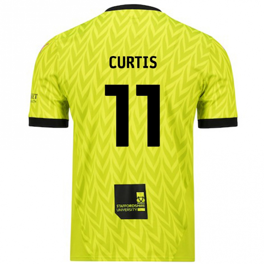 Kids Football Ronan Curtis #11 Fluorescent Green Away Jersey 2024/25 T-Shirt