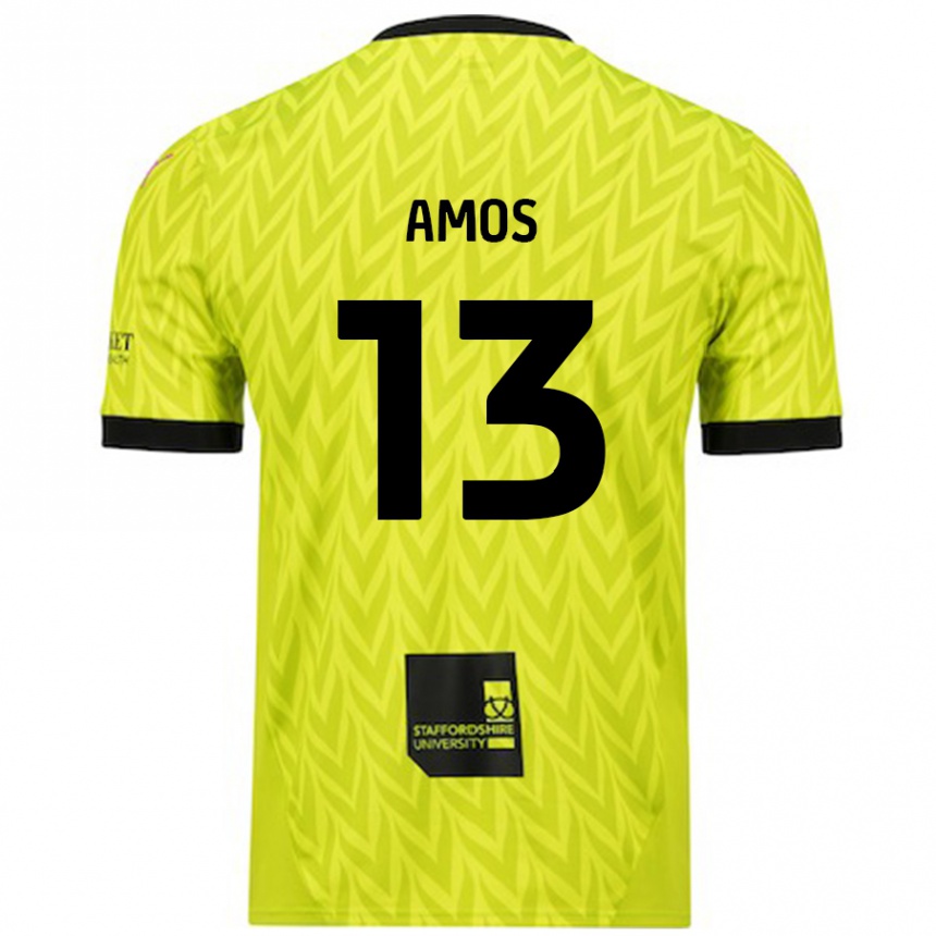 Kids Football Ben Amos #13 Fluorescent Green Away Jersey 2024/25 T-Shirt