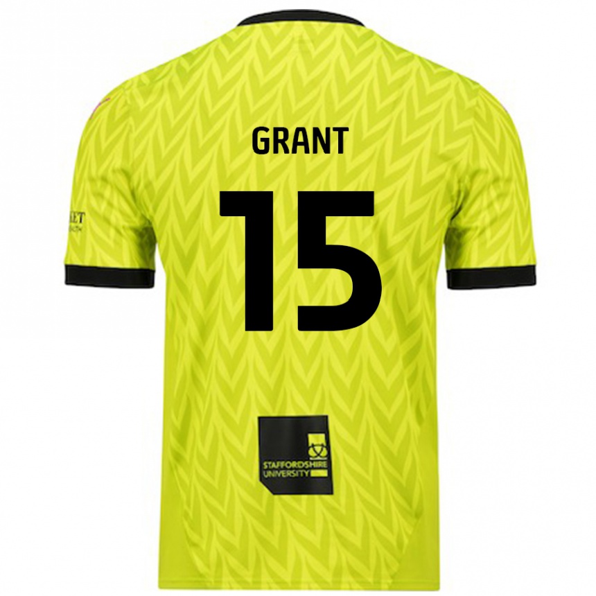 Kids Football Conor Grant #15 Fluorescent Green Away Jersey 2024/25 T-Shirt