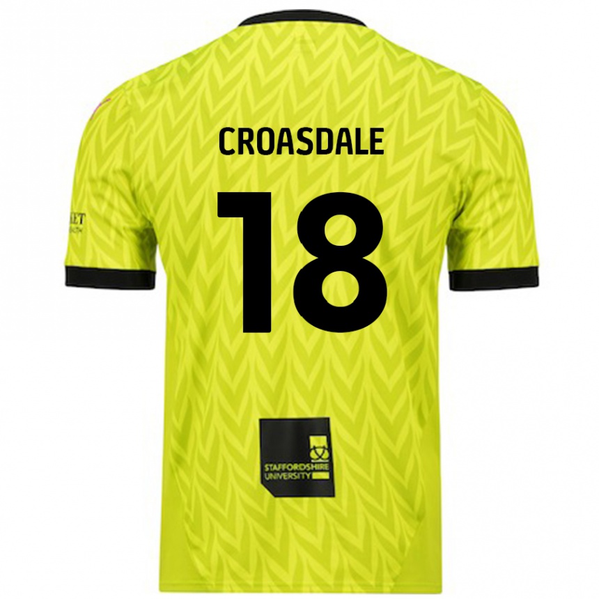 Kids Football Ryan Croasdale #18 Fluorescent Green Away Jersey 2024/25 T-Shirt