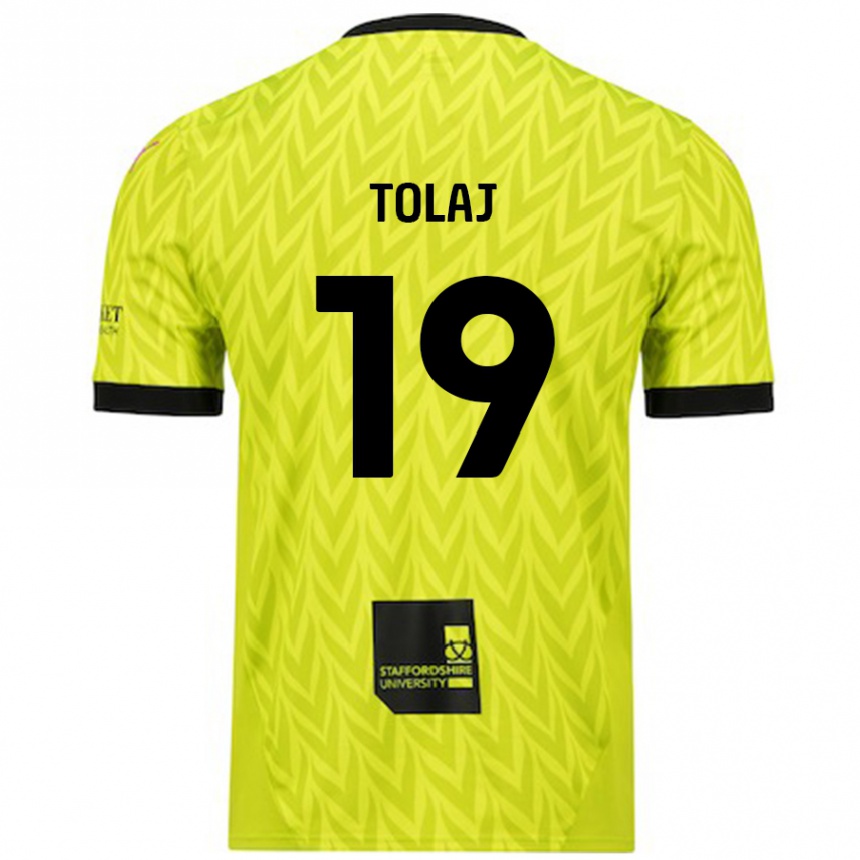 Kids Football Lorent Tolaj #19 Fluorescent Green Away Jersey 2024/25 T-Shirt