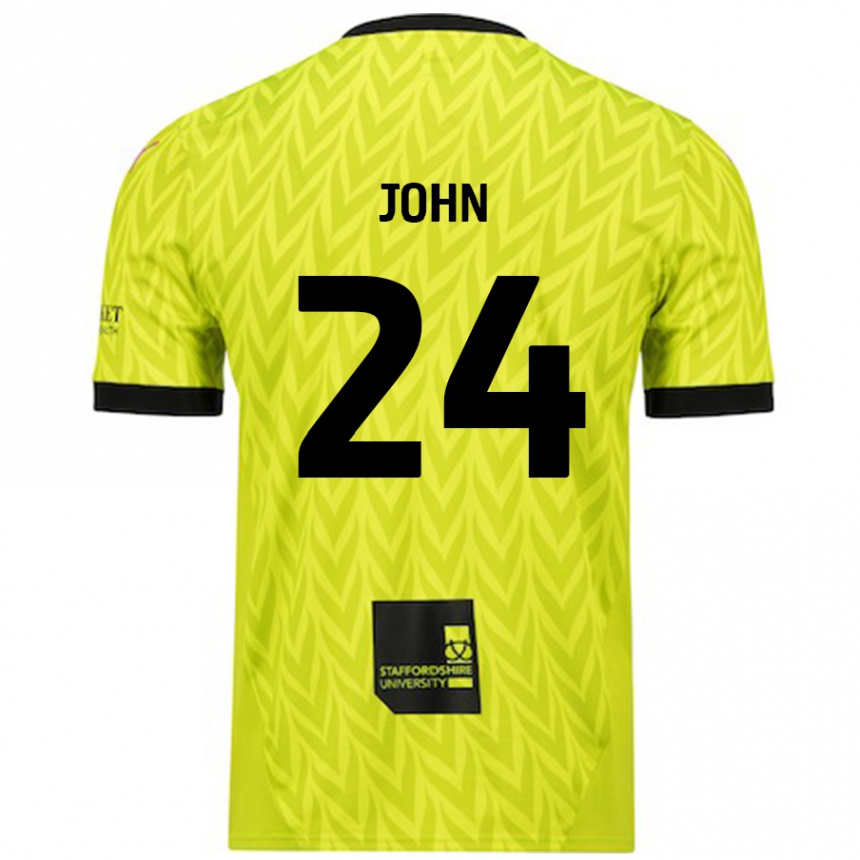 Kids Football Kyle John #24 Fluorescent Green Away Jersey 2024/25 T-Shirt