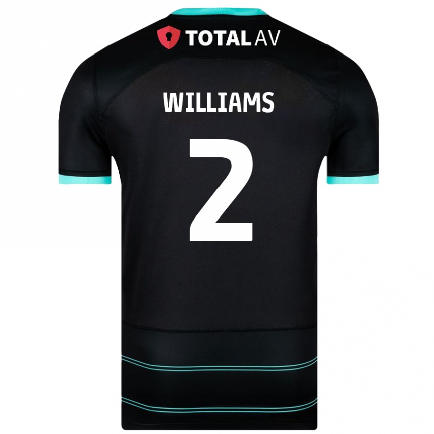 Kids Football Jordan Williams #2 Black Away Jersey 2024/25 T-Shirt