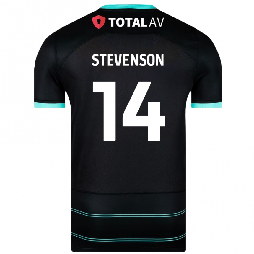 Kids Football Ben Stevenson #14 Black Away Jersey 2024/25 T-Shirt