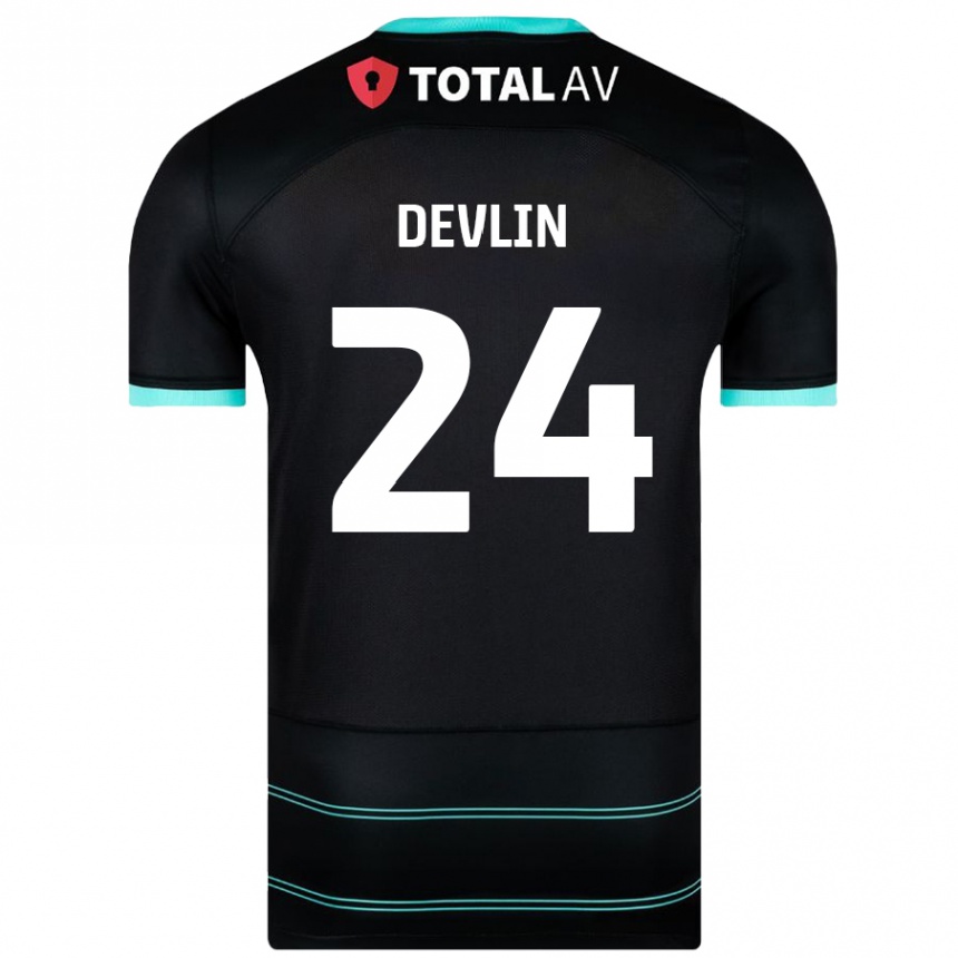 Kids Football Terry Devlin #24 Black Away Jersey 2024/25 T-Shirt