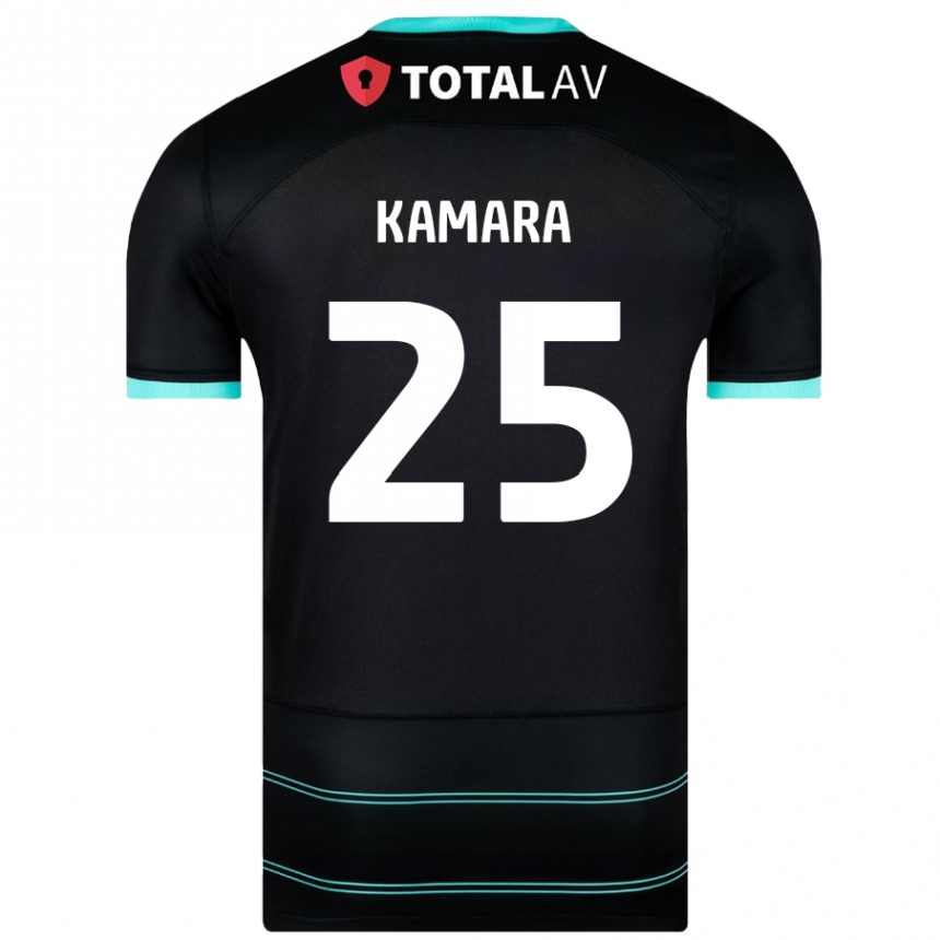 Kids Football Abdoulaye Kamara #25 Black Away Jersey 2024/25 T-Shirt