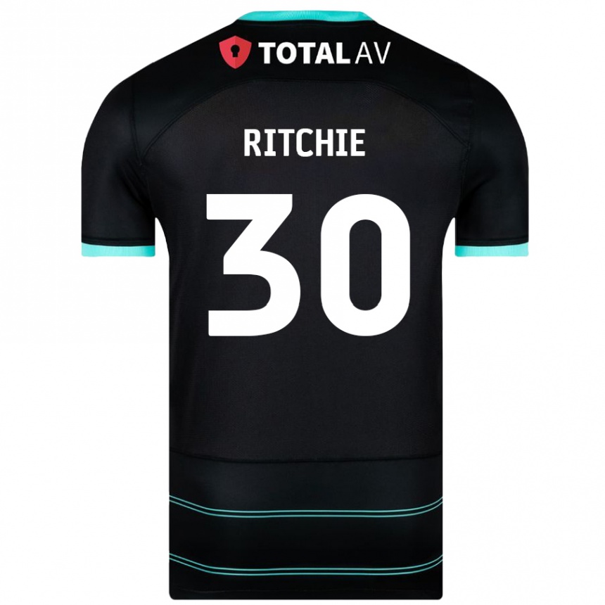 Kids Football Matt Ritchie #30 Black Away Jersey 2024/25 T-Shirt