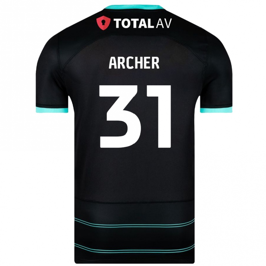 Kids Football Jordan Archer #31 Black Away Jersey 2024/25 T-Shirt