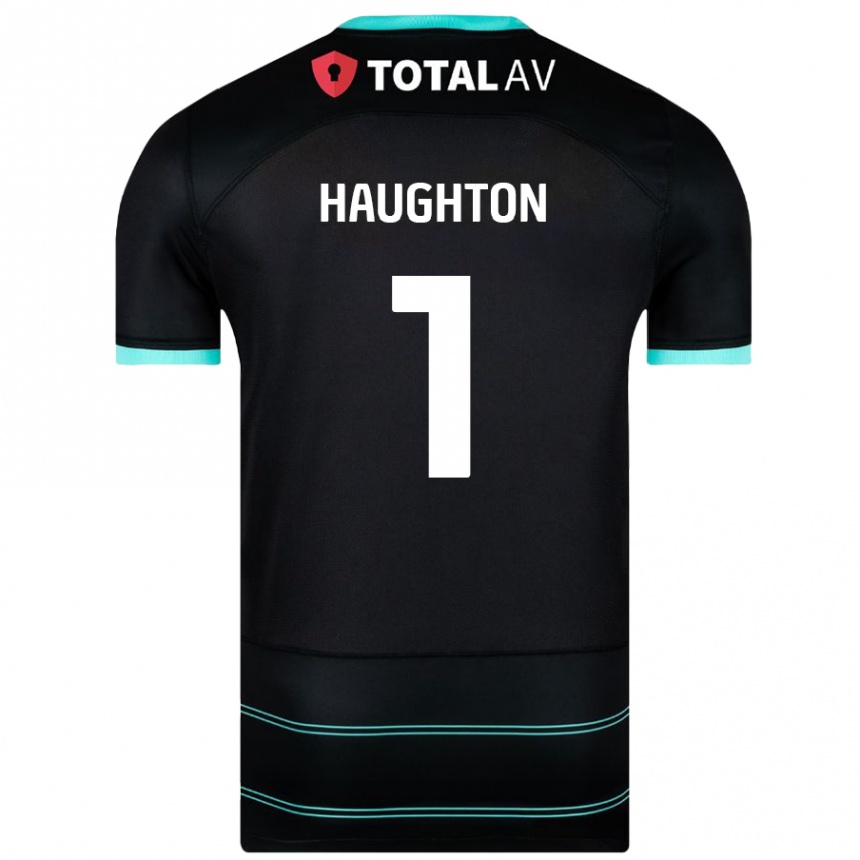 Kids Football Hannah Haughton #1 Black Away Jersey 2024/25 T-Shirt