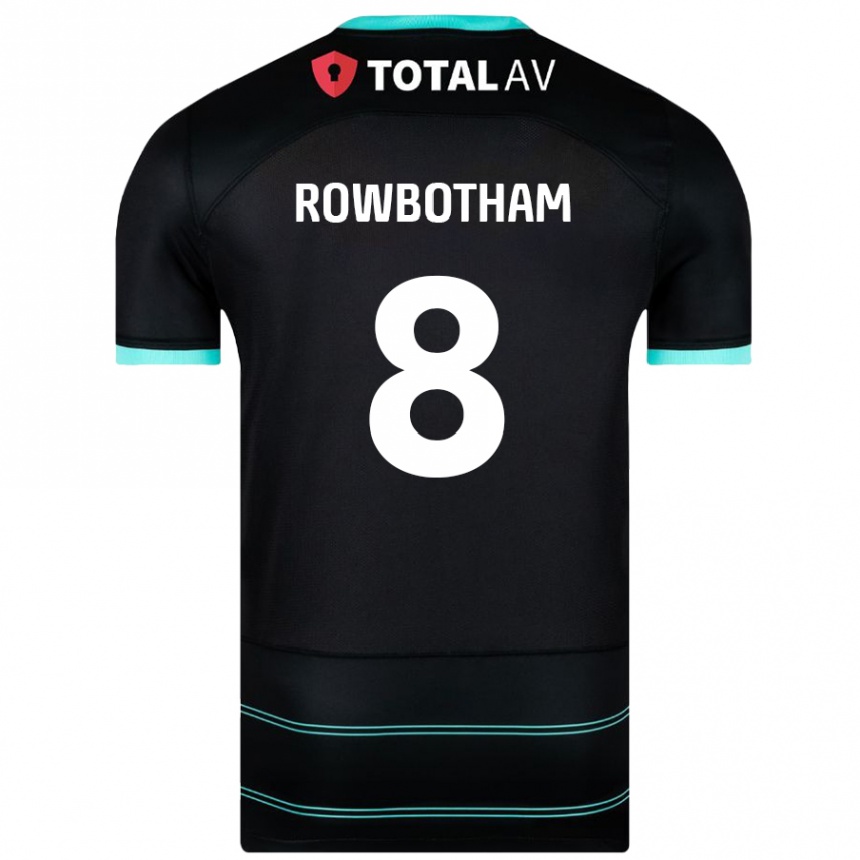 Kids Football Ava Rowbotham #8 Black Away Jersey 2024/25 T-Shirt