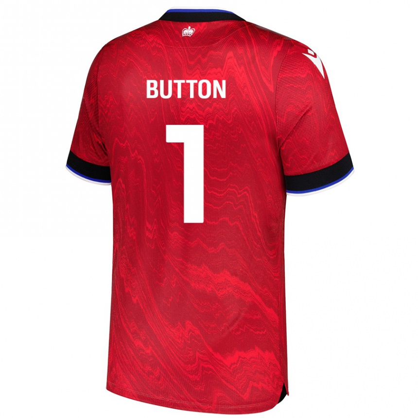 Kids Football David Button #1 Red Black Away Jersey 2024/25 T-Shirt