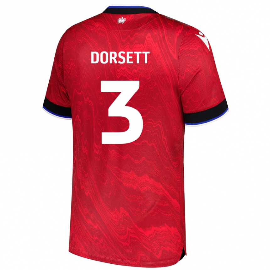 Kids Football Jeriel Dorsett #3 Red Black Away Jersey 2024/25 T-Shirt