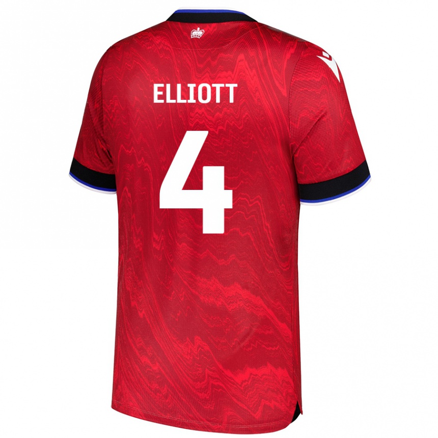 Kids Football Ben Elliott #4 Red Black Away Jersey 2024/25 T-Shirt