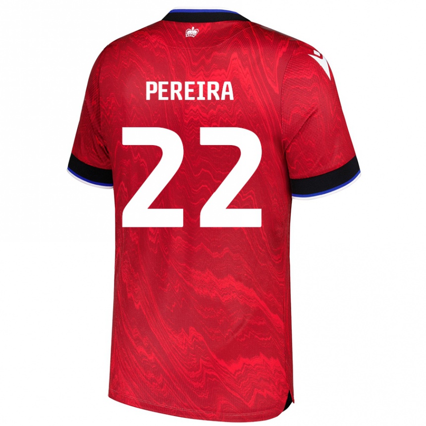 Kids Football Joel Pereira #22 Red Black Away Jersey 2024/25 T-Shirt