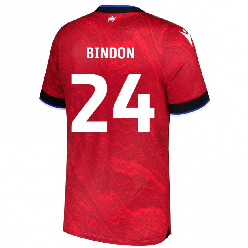 Kids Football Tyler Bindon #24 Red Black Away Jersey 2024/25 T-Shirt