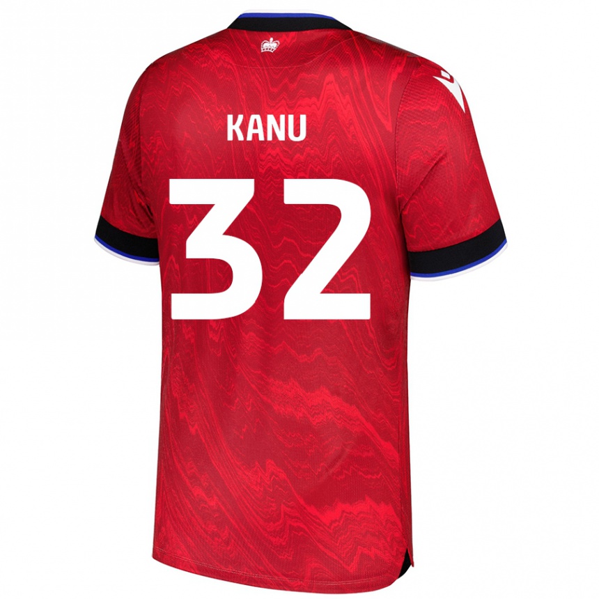 Kids Football Abraham Kanu #32 Red Black Away Jersey 2024/25 T-Shirt