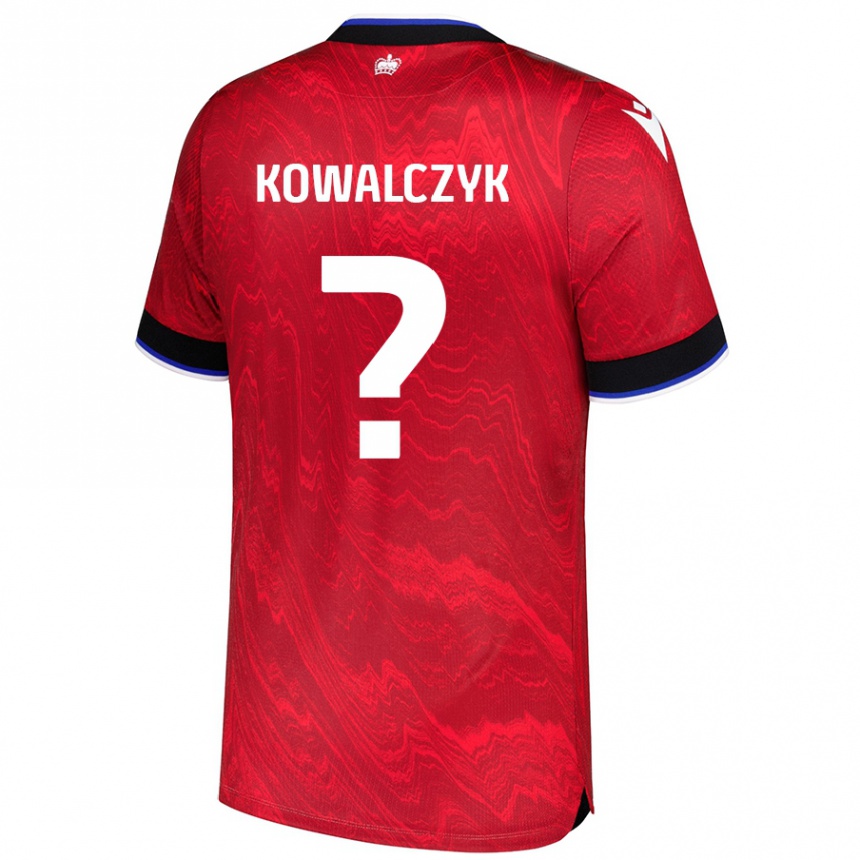 Kids Football Kacper Kowalczyk #0 Red Black Away Jersey 2024/25 T-Shirt