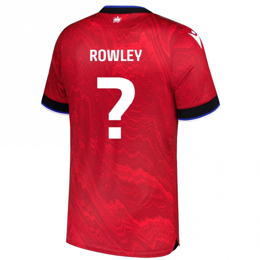 Kids Football Matt Rowley #0 Red Black Away Jersey 2024/25 T-Shirt