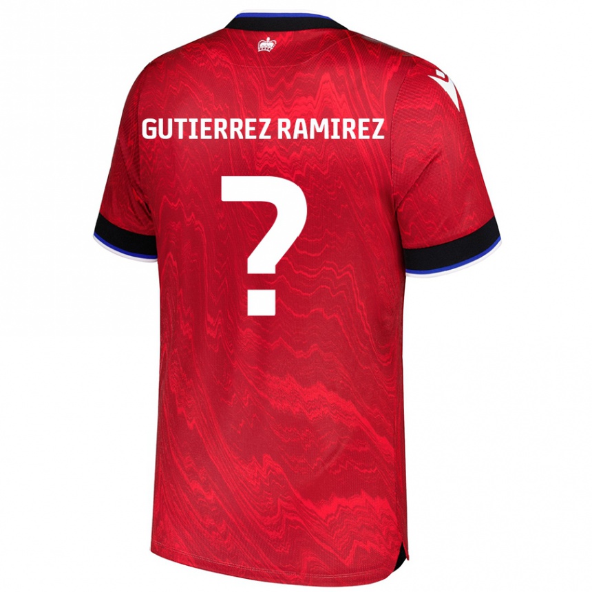 Kids Football William Gutierrez Ramirez #0 Red Black Away Jersey 2024/25 T-Shirt