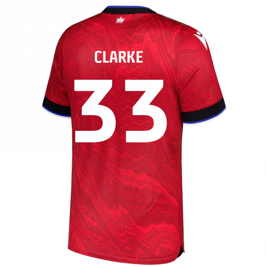 Kids Football John Clarke #33 Red Black Away Jersey 2024/25 T-Shirt