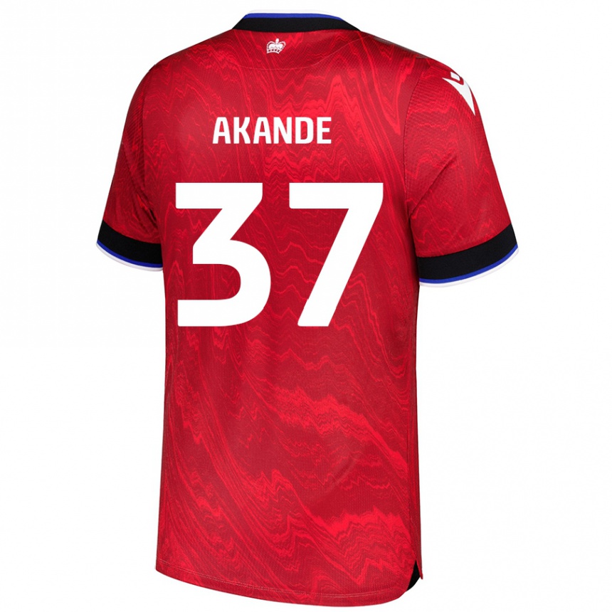 Kids Football Adrian Akande #37 Red Black Away Jersey 2024/25 T-Shirt