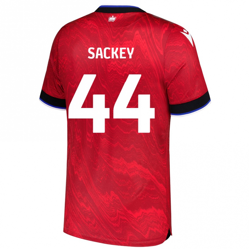 Kids Football Tyler Sackey #44 Red Black Away Jersey 2024/25 T-Shirt