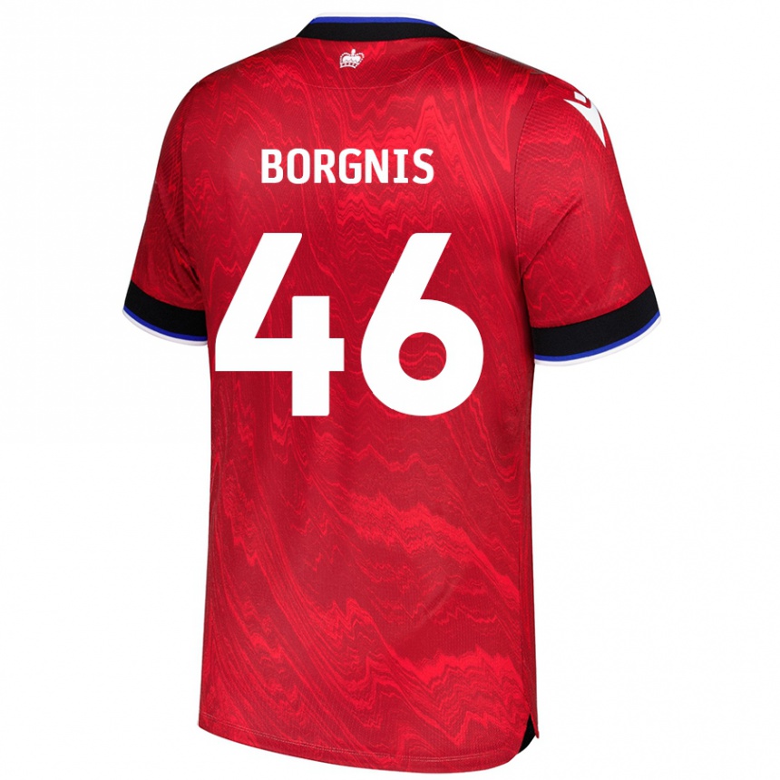 Kids Football Jacob Borgnis #46 Red Black Away Jersey 2024/25 T-Shirt