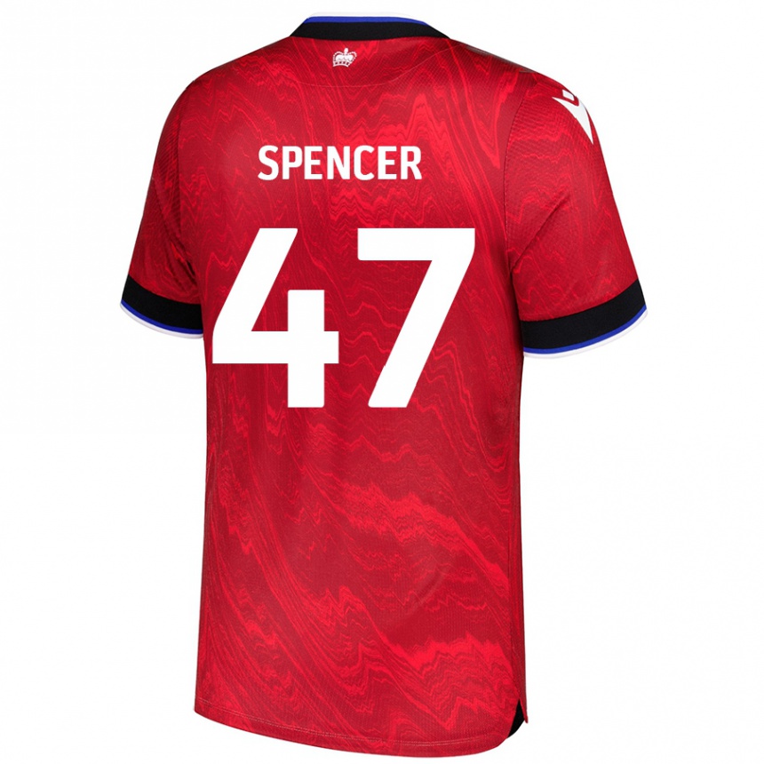 Kids Football Shay Spencer #47 Red Black Away Jersey 2024/25 T-Shirt