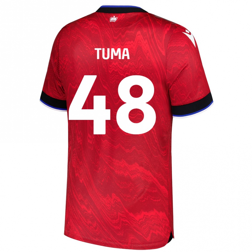 Kids Football Basil Tuma #48 Red Black Away Jersey 2024/25 T-Shirt